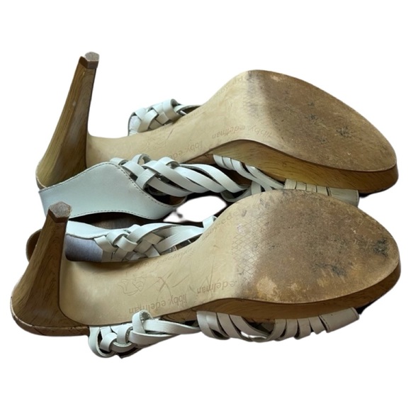 LIBBY EDELMAN || Leather Braided Sandal Peep Toe Heels | White || size 8 - Picture 4 of 10